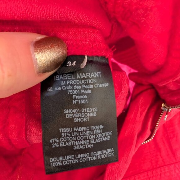ISABEL MARANT Deverson High Waist Linen Blend Shorts – Bright Pink | Siz… - Picture 7 of 7